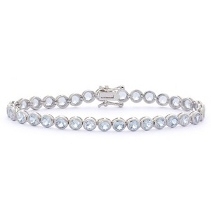 Designs By Gioelli Sterling Silver Created Aquamarine Tennis Bracelet - 1 of 2