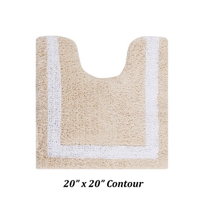 Sand and White Cotton Reversible Bath Rug Set