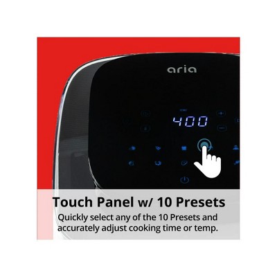 Black 6-Quart Electric Panoramic Air Fryer with Touch Screen