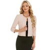 Coolmee Women's 3/4 Sleeve Cropped Coat Lightweight Notch Collar Blazer Jacket Business Casual - 2 of 4