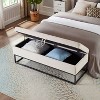 ORRD 58.6" Velvet Storage Bench with Metal Base, Upholstered Long Bed Bench with Lift Top for Bedroom, Living Room, Beige Ottoman - 3 of 4