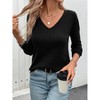 Long Sleeve V Neck Shirts for Women Fall Tops Lightweight Sweaters Dressy Casual Tunic Tops Outfits - 3 of 4