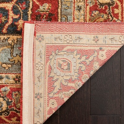 Elegant Red Traditional 26'' x 10' Synthetic Runner Rug