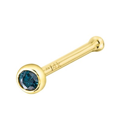 Jewelry Avalanche 22G 14K Gold Bezel-set Blue Diamond Ball-end Nose Stud