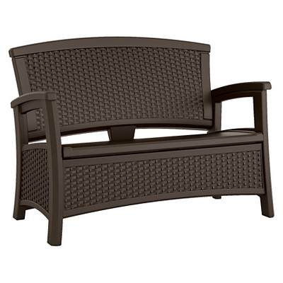 Suncast ELEMENTS Resin Patio Storage Loveseat - Java