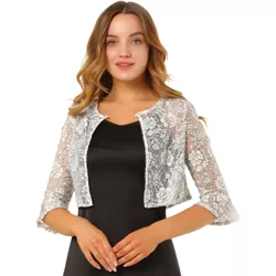 WOMENS LACE RUCHED SLEEVE BOLERO CARDIGAN LADIES MILITARY STYLE BUTTON SHRUG TOP 