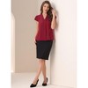 Allegra K Women's Summer Office V-Neck Solid Color Casual Chiffon Ruffle Sleeve Blouse - 4 of 4