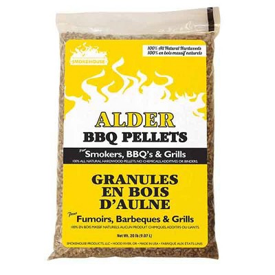 Smokehouse 9780-040-0000 Alder BBQ Smoker & Grill Smoking 100 Percent Natural Hardwood Wood Pellets, 20 Pound Bag