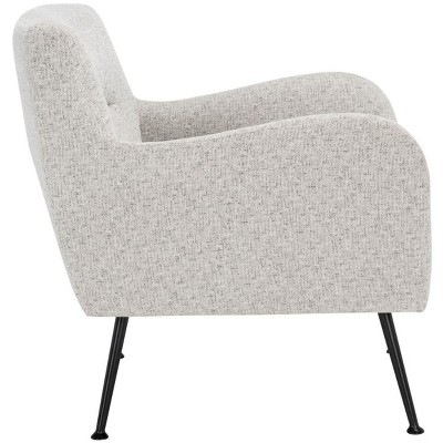Tilbrook Mid-Century Light Grey Plush Armchair with Black Legs