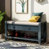 ACEPANO 39 in. W Multifunctional Entryway Storage Bench with Padded Seat, Drawers & Shoe Rack-Navy Blue - 2 of 4