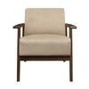 Velvet Upholstered Accent Chair with Solid Wood Frame and Cushioned Seat and Back for Living Room - 3 of 4