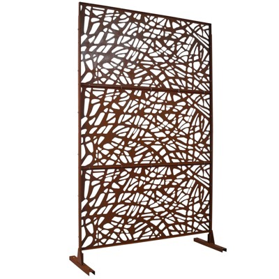 DSVIMOY Outdoor & Indoor Privacy Screen, Freestanding Decorative Privacy Screen for Deck Balcony Patio, Rust Red, 48"*76"*16"