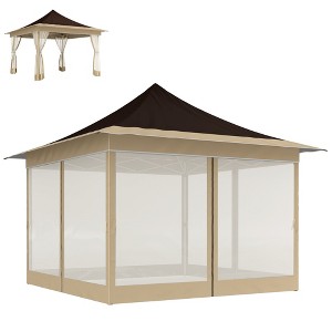 Aghana Digitals Brown 12x12ft Pop Up Canopy Tent with Mesh Screens, UPF50+ Sun Protection & - 1 of 4