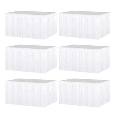 Unique Bargains Wedding Birthday Metallic Foil Fringe Table Skirts for Rectangle Tables