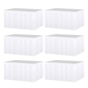 Unique Bargains Wedding Birthday Metallic Foil Fringe Table Skirts for Rectangle Tables - 1 of 4