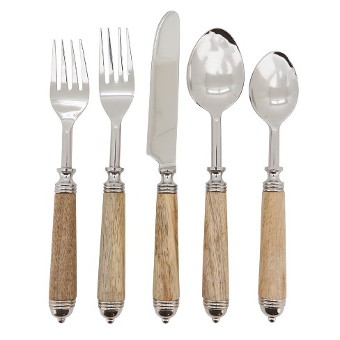 Rustic Set Of Cutlery Knife Spoon Fork Dining Set With Wooden