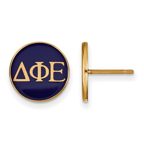 Black Bow Jewelry 14k Yellow Gold Plated Sterling Silver Delta Phi Epsilon Greek Life Stud Earring - image 1 of 3