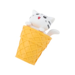 Unique Bargains Decorative Magnets Magnetic Fridge Sticker Irregular Shape Cat with Open Mouth Eating Ice Cream Polyvinyl Chloride 1Pc - 1 of 3