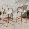 Set of 2 Outdoor Bar Stool Patio Counter Height Bar Stool Dining Chair Pub Stool with Cushion&Woven Rattan Rope, Black+Gray/Teak+ Beige-ModernLuxe - 2 of 4