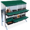 Roll Away Chicken Nesting Box, 8/10 Compartment Galvanized Steel Nest Box with Removable Tray - 2 of 4