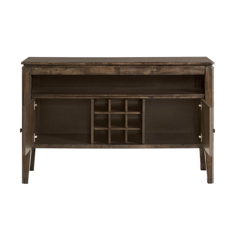 Transitional Brushed Mango 54" Sideboard with Wine Rack in Brown