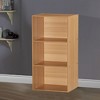 Hodedah HID23 High Quality 3 Shelf Home, Office, and School Organization Storage 35.67 Inch Tall Slim Bookcase Cabinets to Display Decor, Beech - image 2 of 2