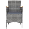 vidaXL Set of 4 Outdoor Garden Dining Chairs, Gray Poly Rattan with Solid Acacia Wood Armrests, Powder-Coated Steel Frame, Includes Soft Seat Cushions - 3 of 4