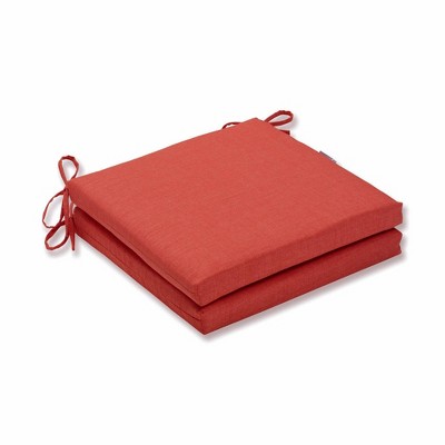 Rave 2pc Indoor/Outdoor Squared Corners Seat Cushion: Pillow Perfect, Coral Linen Texture, Weather-Resistant