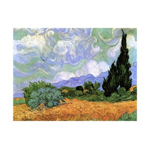 Trademark Fine Art-Vincent van Gogh 'Wheatfield with Cypresses' Canvas Art - 1 of 4