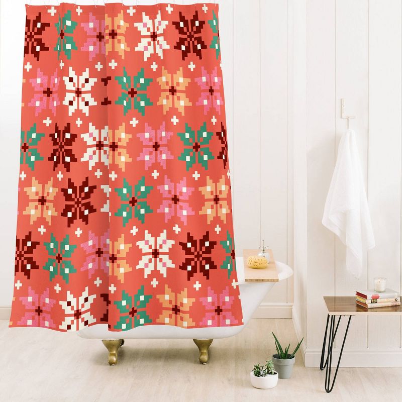Showmemars Winter Quilt Pattern Shower Curtain Orange - Deny Designs, 3 of 5