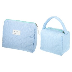 Unique Bargains Women's Portable Heart Makeup Bag 2 Pcs - 1 of 4