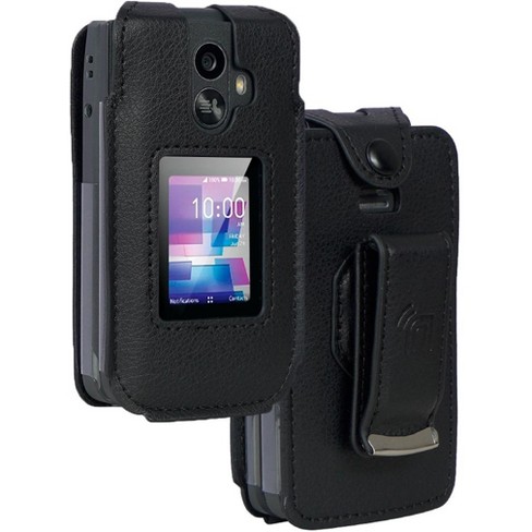 Nakedcellphone Case for TCL Flip 3 Phone - Vegan Leather with Belt Clip - Black - image 1 of 4