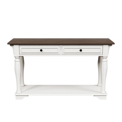 Hyleory Rustic Distressed Wood Console Table with Storage Drawers
