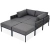 6-Piece Aluminum Patio Conversation Sets, Outdoor Sectional Couch  with 5.9" Removable Olefin Cushions and Coffee Table-Maison Boucle - 3 of 4