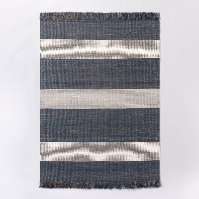 5'x7' Highland Hand Woven Striped Jute/Wool Area Rug Blue - Threshold™ designed with Studio McGee