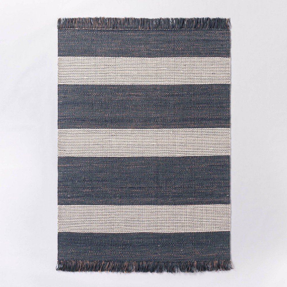 5'x7' Highland Hand Woven Striped Jute/Wool Area Rug Blue - Threshold designed with Studio McGee