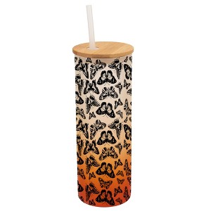 Elanze Designs Small Monarch Butterfly Insect Bug Wrap-Around Design 25 Ounce Frosted Gradient Glass On-The-Go Coffee Travel Skinny Tumbler Mug Cup, - 1 of 1