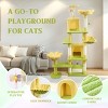 TopComfy Pet Tower Yellow Flower Cat Tree Large Condo Removable Flower Cushion Soft Hammock Durable Scratching Post for Cats, Yellow, 23.6"*18.9"*71" - 3 of 4