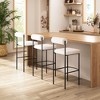Zuo Modern Livorno Barstool Set of 2,40.2" H Ivory Shearling Fabric Plush Seat Black Steel Frame Modern Style - 4 of 4