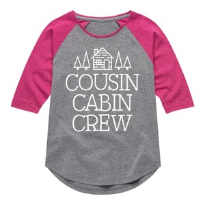 Girls' - Instant Message - Cousin Cabin Crew Shirt Tail Raglan Graphic T-shirt - 1 of 4