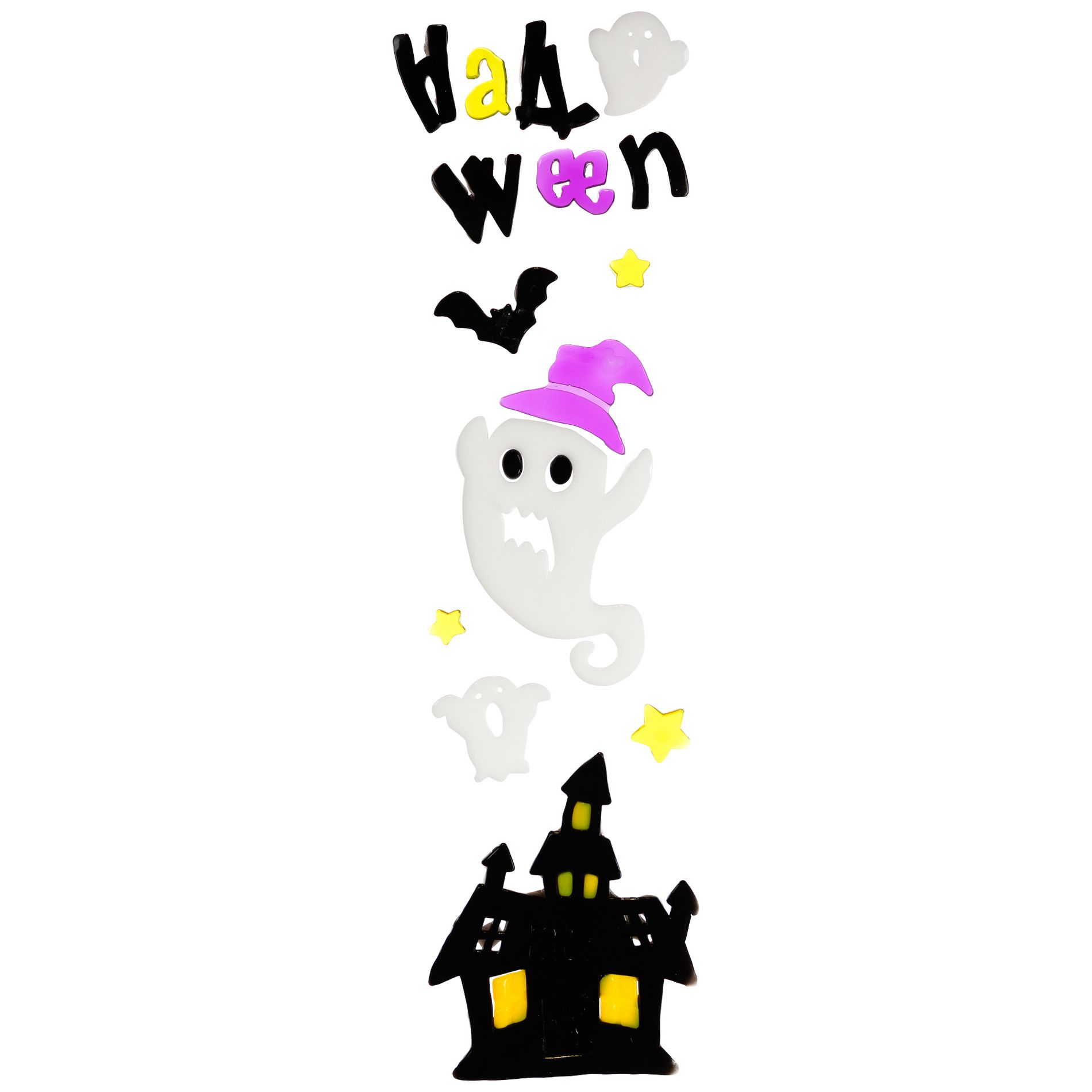 Northlight Haunted House and Ghost Halloween Gel Window Clings - Purple and Black - 15pc