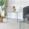 Lirago Tempered Clear Bent Glass Side Table-Multi-Purpose Transparent Sofa Table for Living Room & Outdoor 15.8"D * 19.72"L * 17.72"H - 2 of 4