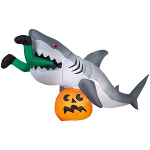 Gemmy Animated Halloween Inflatable Shark Snack Scene , 4 ft Tall, Multi - 1 of 4