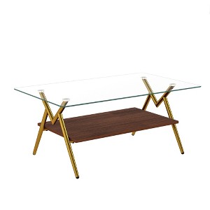 NicBex 38.6 Inch Rectangle Coffee Table with Tempered Glass Tabletop and MDF Shelf,Side Center Table for Living Room - 1 of 4