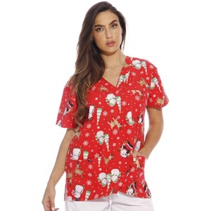 Just Love Women's Scrub Tops / Holiday Scrubs / Nursing Scrubs for Christmas - 1 of 2