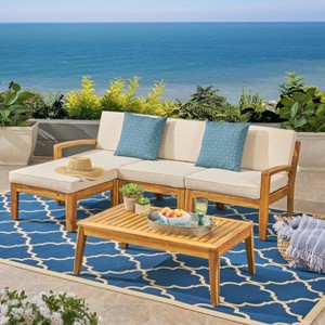 Grenada 5pc Acacia Sectional Patio Sofa Set Teak Christopher Knight Home Weather resistant Outdoor Furniture Set Target
