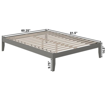 Colorado Queen Gray Upholstered Wood Platform Bed with Slats