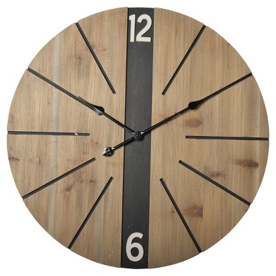 VIP Wood 26 in. Brown Wall Clock