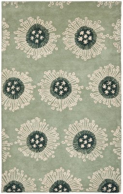 Light Blue Hand-Tufted Wool and Viscose Area Rug