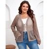 Women's Plus Size Knit Open Front Cardigan Hollow Out Summer Cardigan - 3 of 4